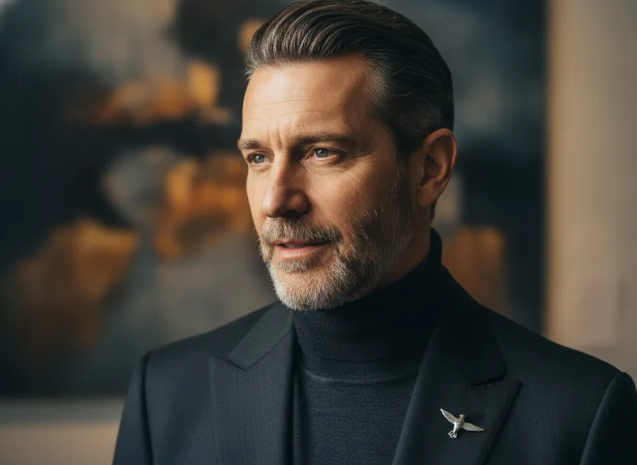 Mature actor portrait showing personal growth