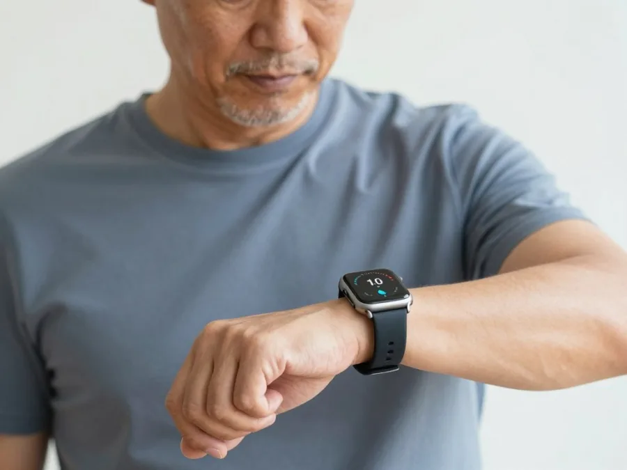 Mature users with health-focused smartwatches