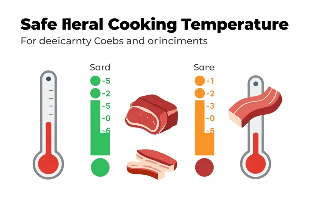 Meat temperature guide showing safe cooking temperatures for all meats