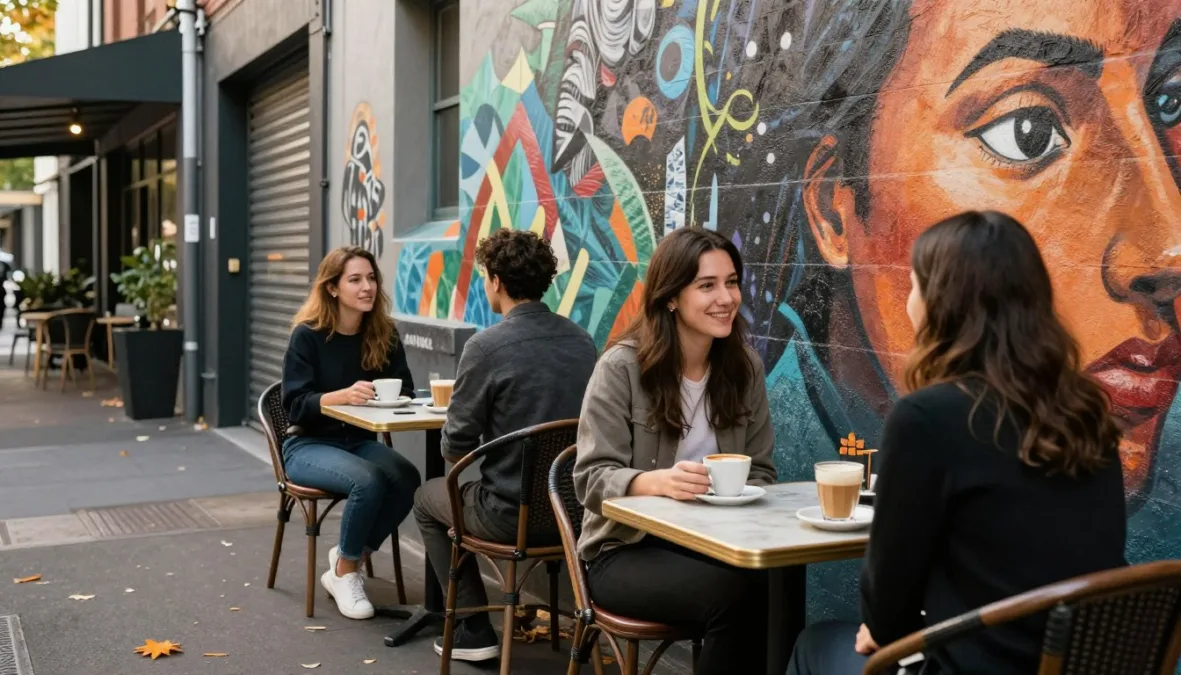 Melbourne cafe culture with singles meeting over coffee