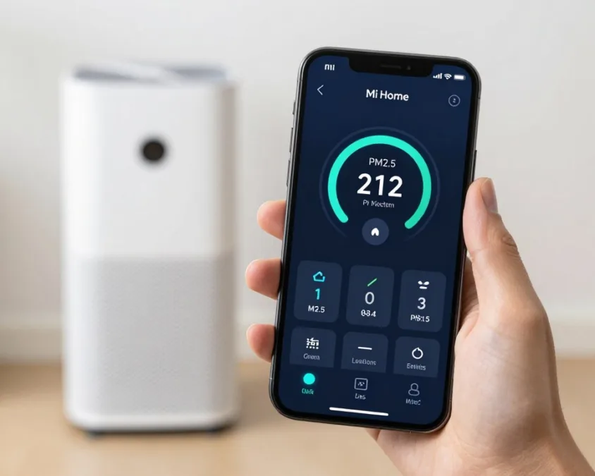 Mi Home app interface showing air quality readings