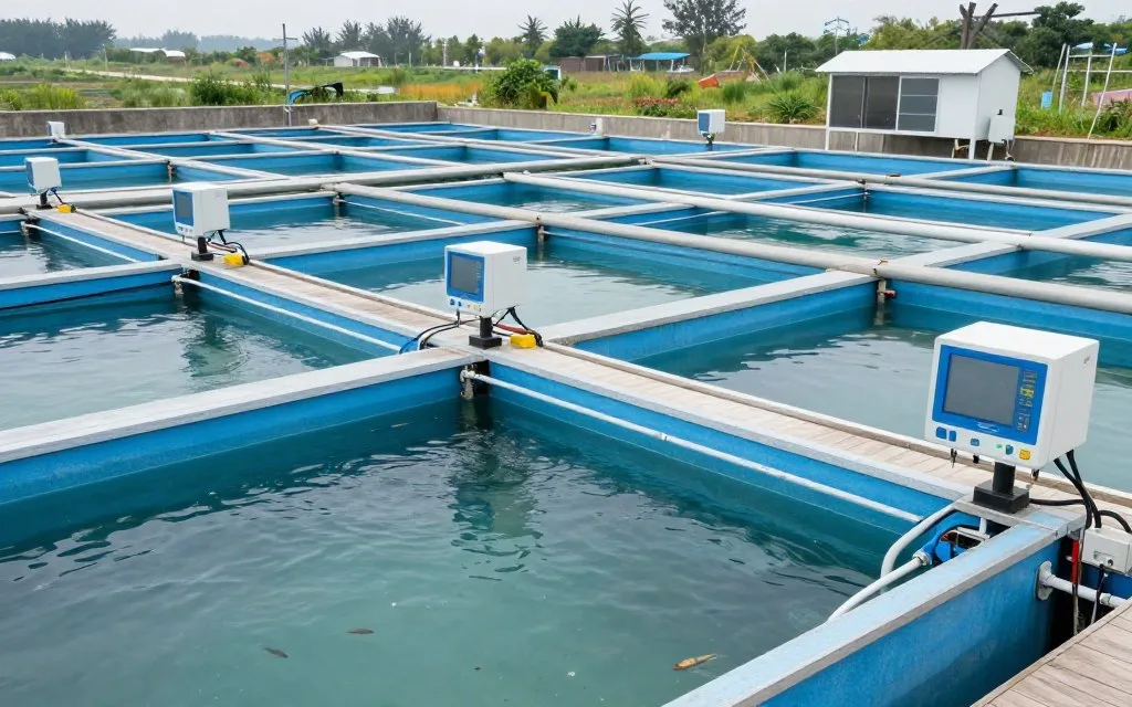 Modern aquaculture facility showing sustainable fish farming