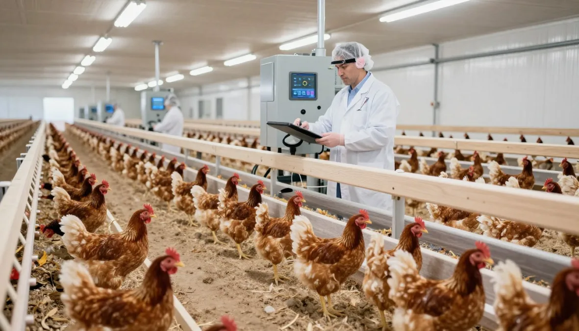 Modern chicken farming facility showing scale of global poultry production