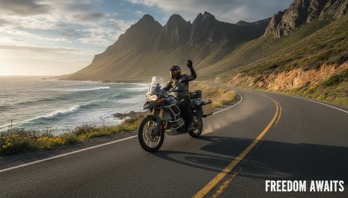 Motorcycle adventure on scenic route