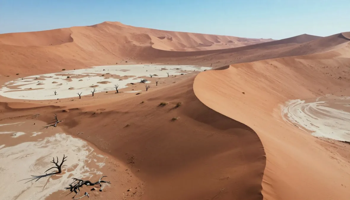 Namibian desert dunes creating waves of silence across landscape