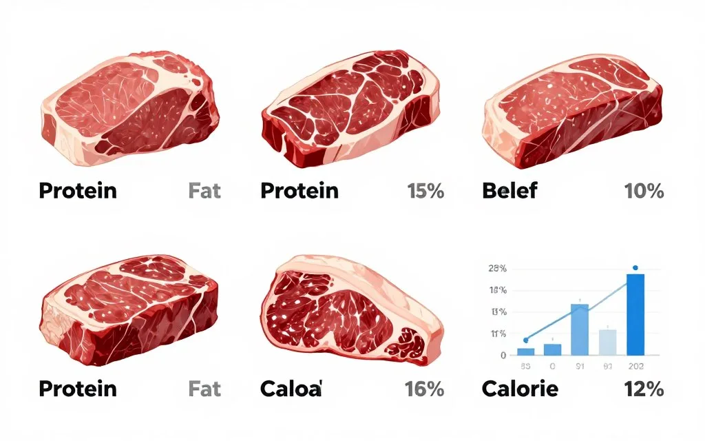 Nutritional comparison chart of different beef cuts