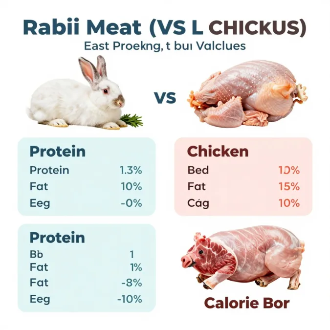 Nutritional comparison showing rabbit meat benefits