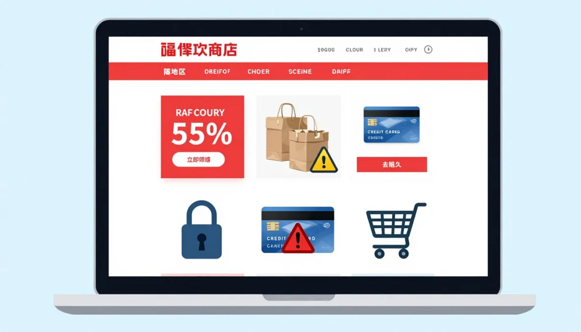 Online shopping fraud showing fake e-commerce website