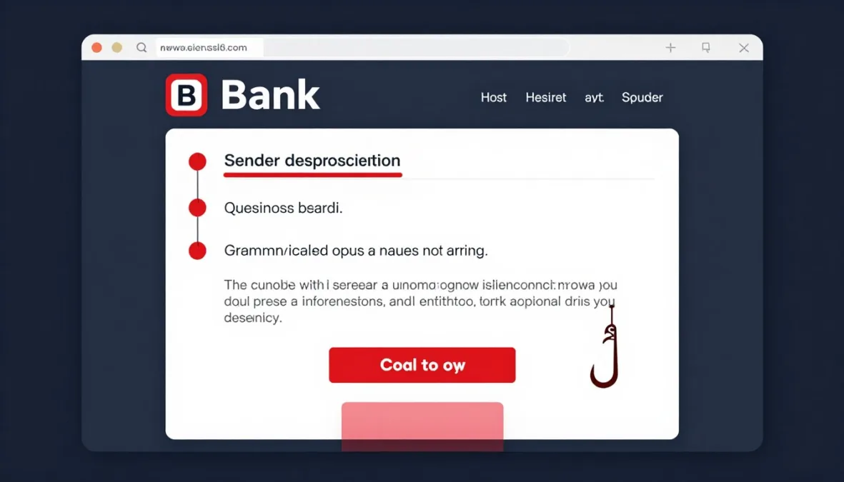 Phishing email example showing fake bank notification