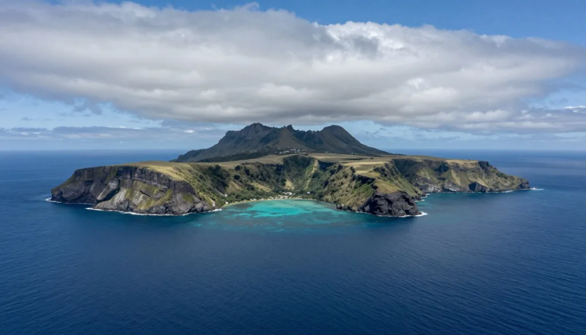 Pitcairn Islands remote volcanic peaks rising from Pacific Ocean