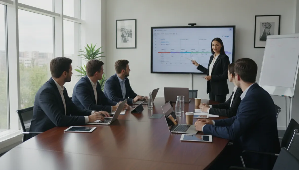 Professional business meeting or production discussion