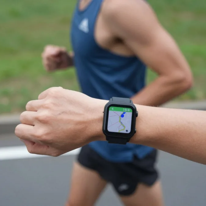 Running with GPS smartwatch tracking
