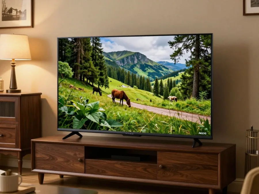 Sharp Aquos Android TV displaying crisp 4K content