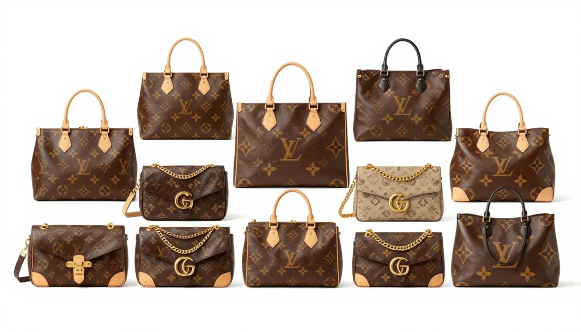 Side-by-side comparison of luxury bags from different brands