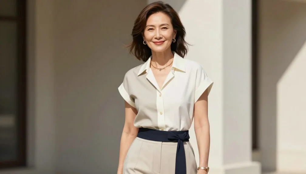 Stylish woman over 50 wearing summer fashion trends with confidence