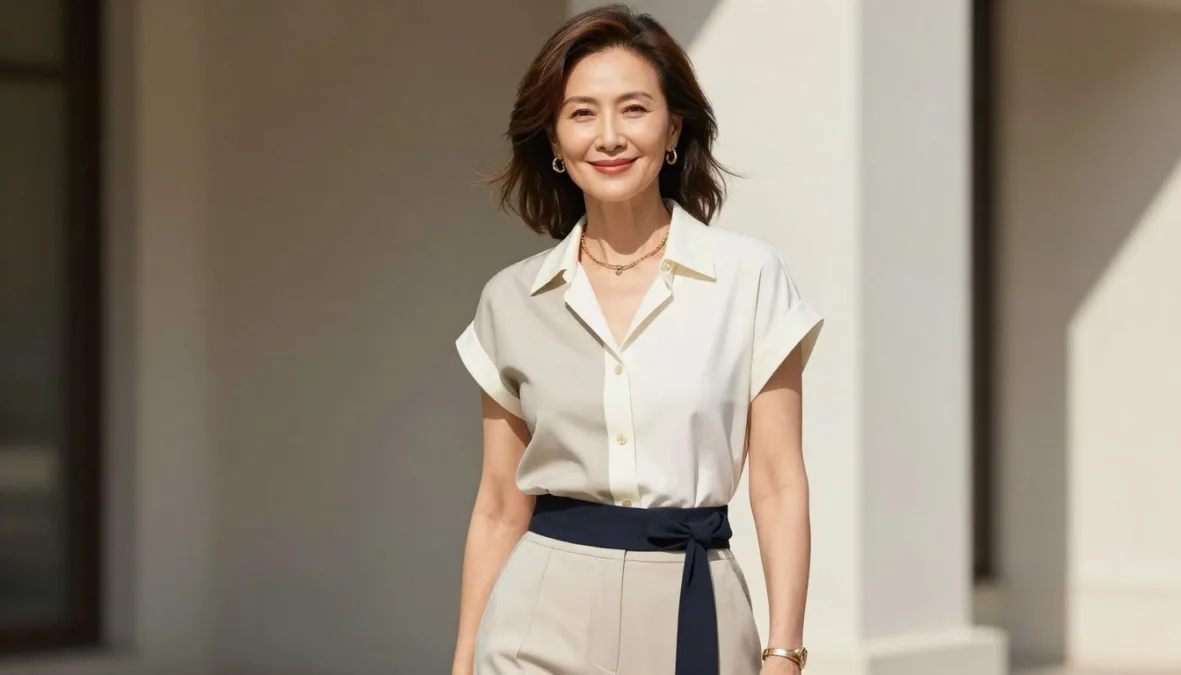 Stylish woman over 50 wearing summer fashion trends with confidence