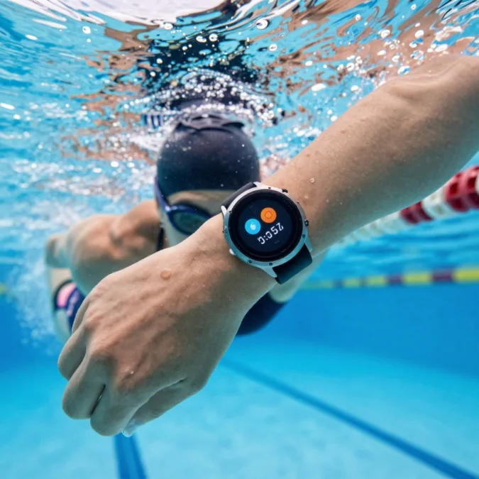 Swimming with waterproof smartwatch