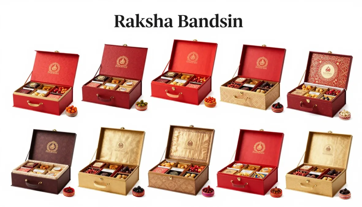 Top rated Raksha Bandhan gift hampers displayed together