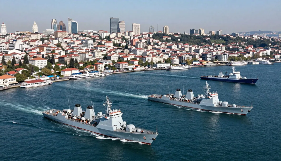 Turkish straits during the 2026 Strait of Hormuz War showing increased naval traffic