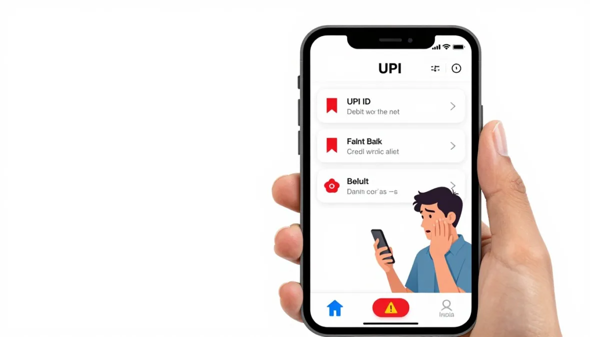 UPI fraud showing payment request scam on smartphone