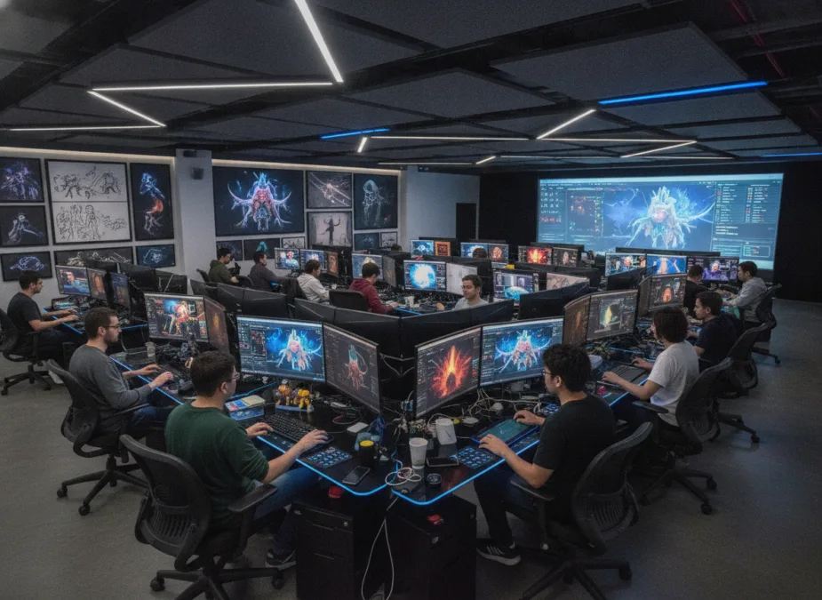 VFX artists working on movie visual effects