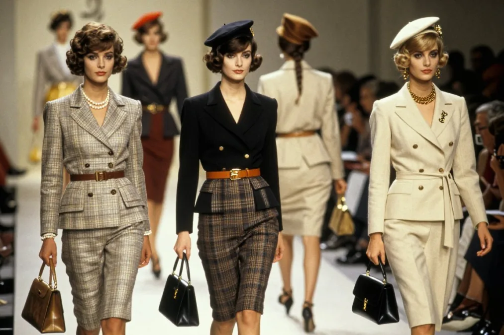 Vintage Yves Saint Laurent fashion show and accessories