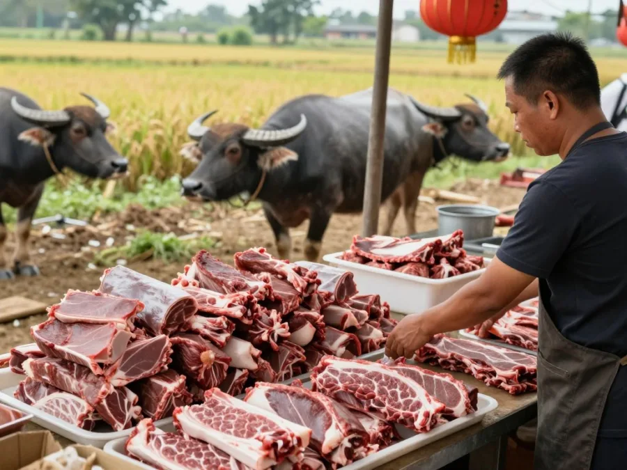 Water buffalo and their meat products in Asian markets