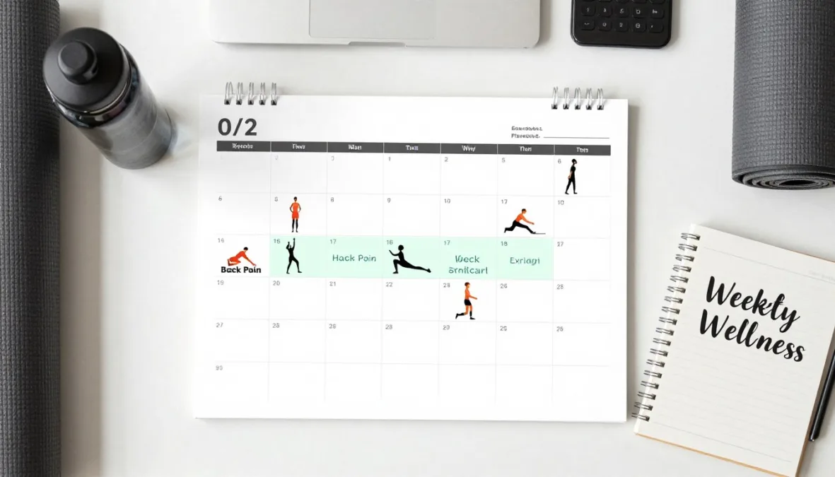 Weekly exercise schedule planner for back pain management