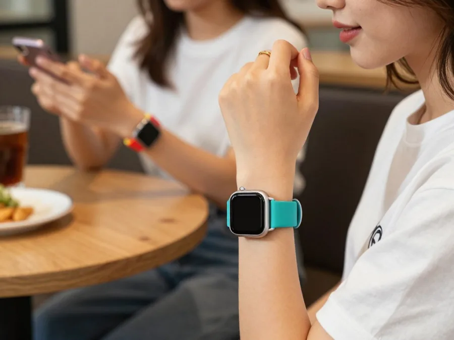 Young users with trendy smartwatches