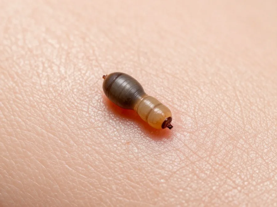 bot fly larvae emerging from skin showing parasitic infestation danger