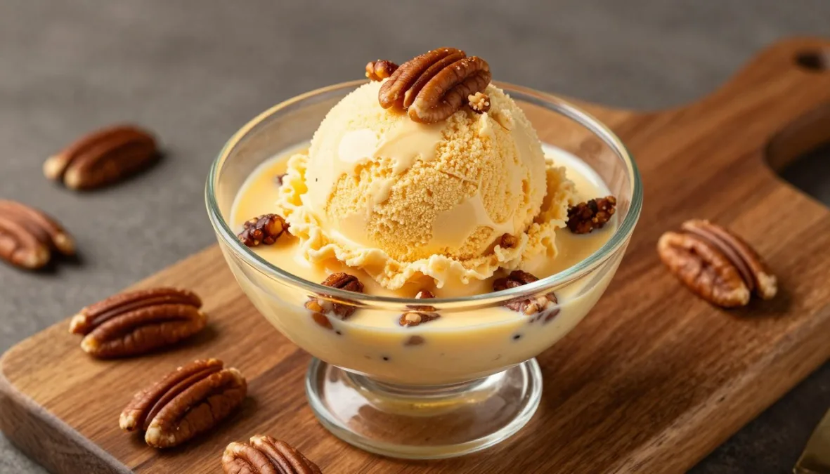 butter pecan ice cream with toasted pecans