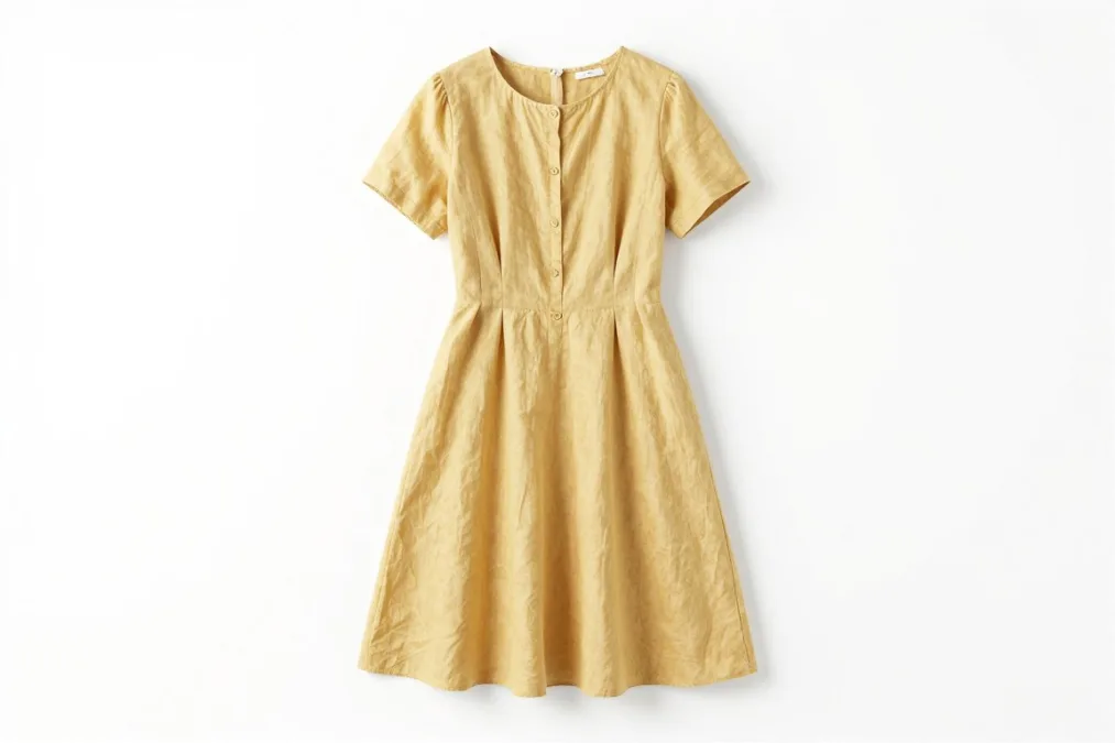 butter yellow linen dress product photography