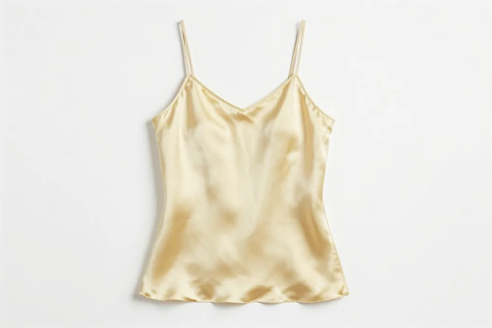 butter yellow silk top product photography