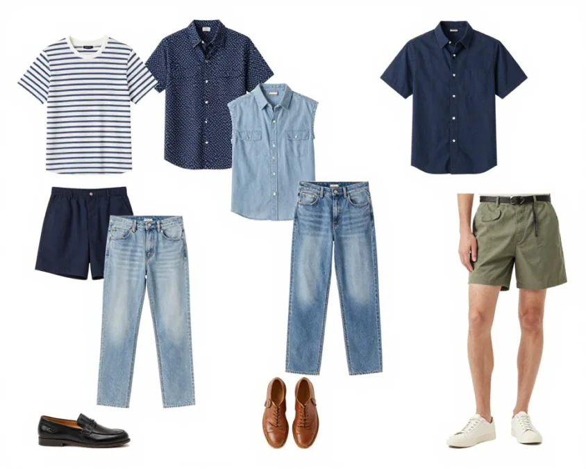 capsule wardrobe combinations showing outfit possibilities