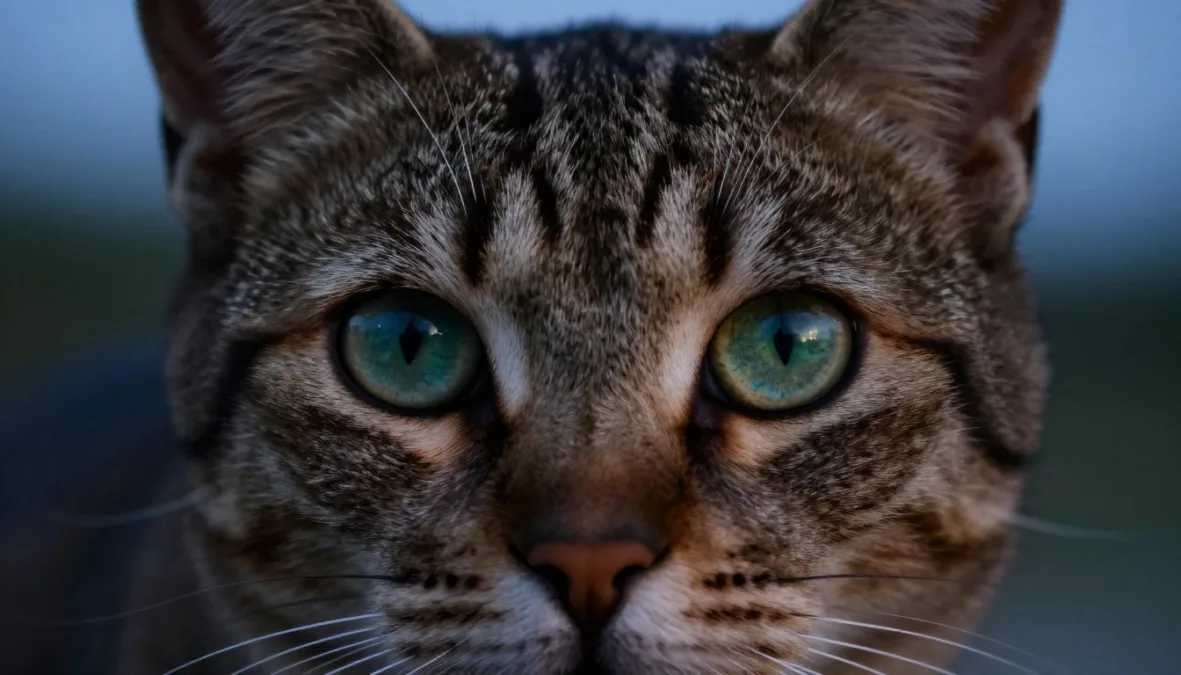 cat eyes showing reflective tapetum lucidum and vertical pupils