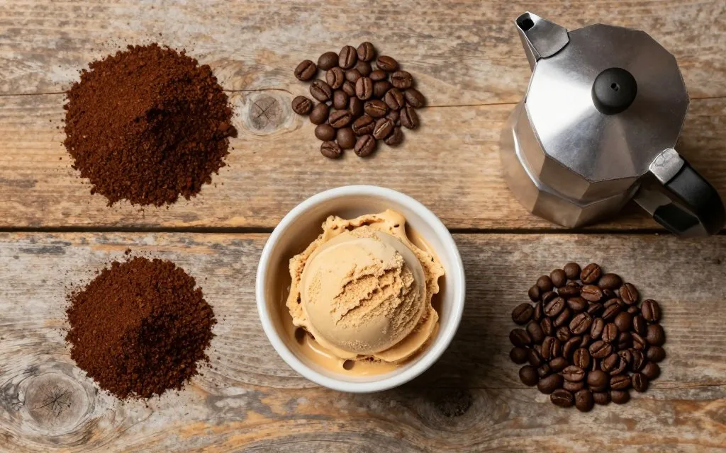 coffee beans and espresso for ice cream