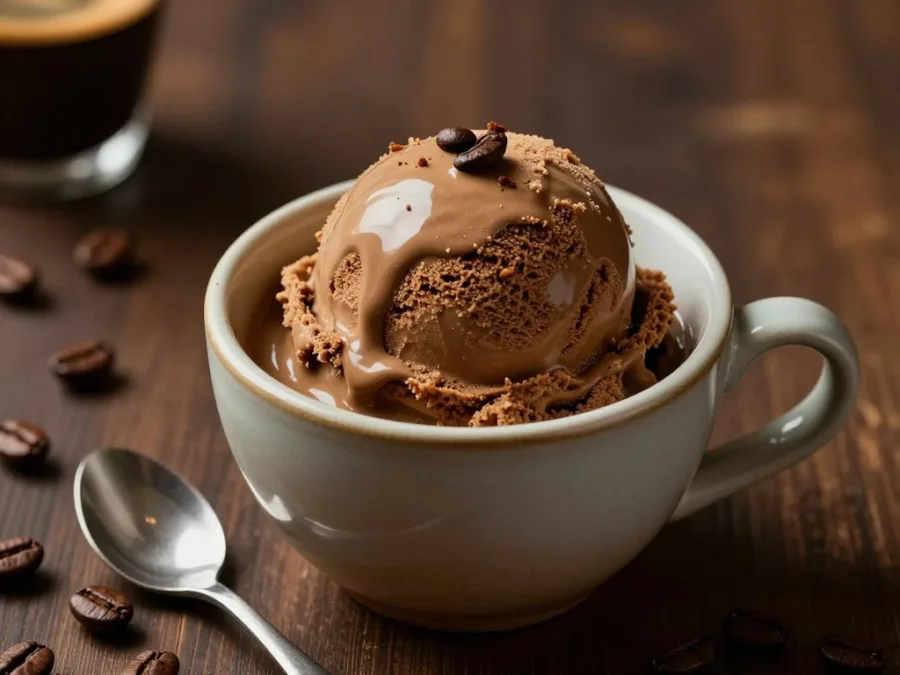coffee ice cream with rich brown color