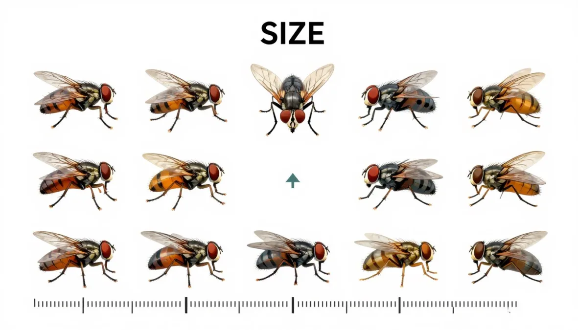 comparison chart showing relative sizes of different dangerous fly species