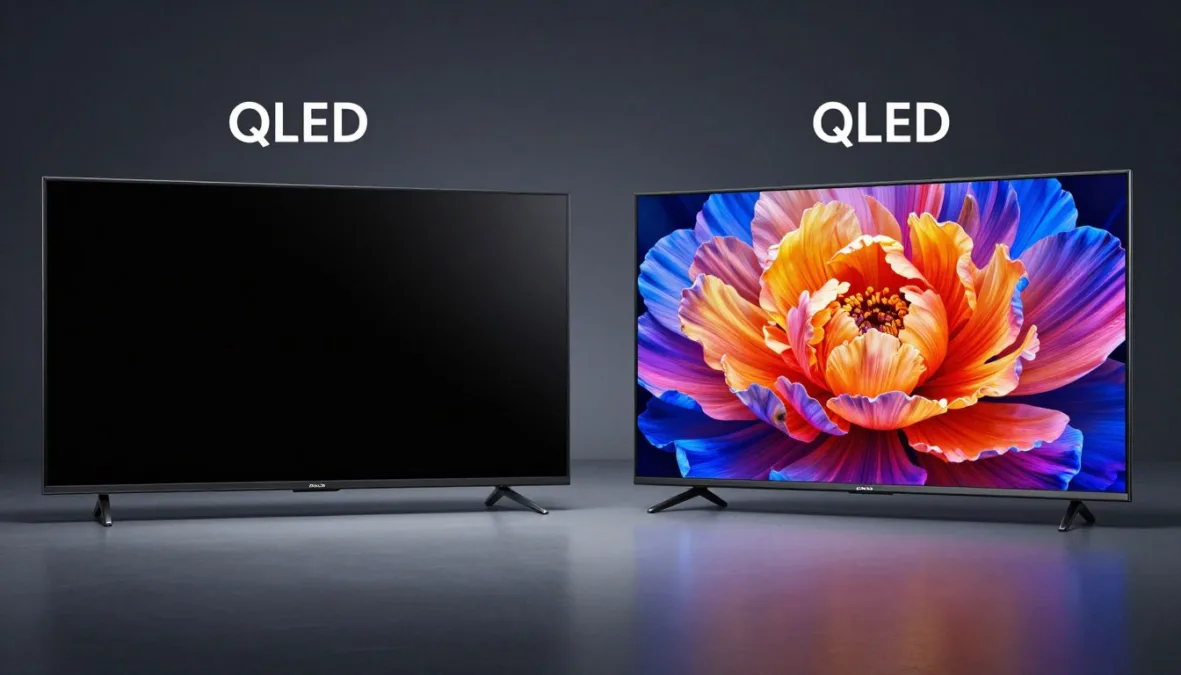 comparison of OLED and QLED display technologies side by side