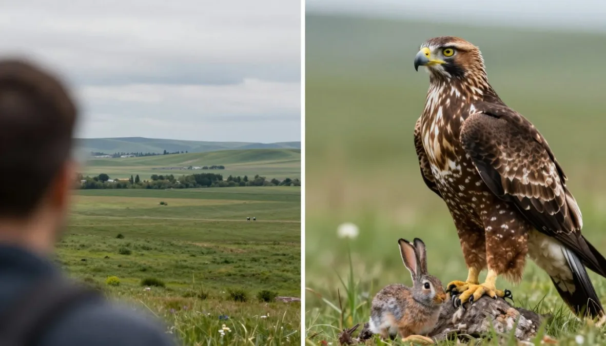 comparison showing what an eagle sees versus what humans see from the same distance