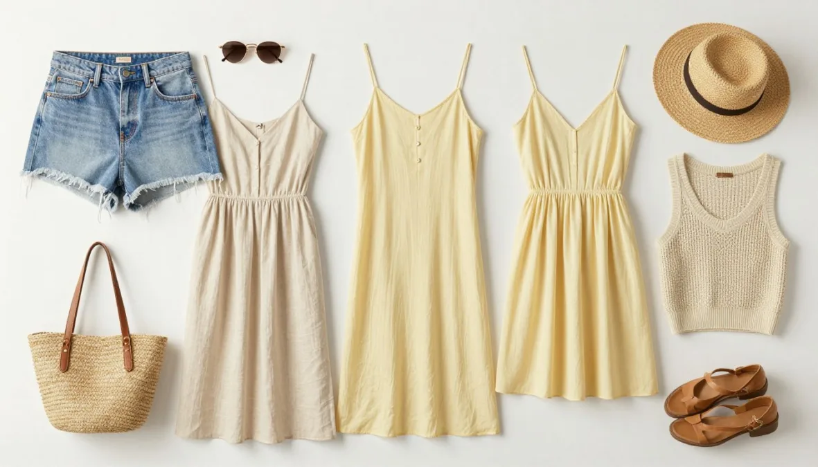 complete summer wardrobe laid out showing all trend pieces