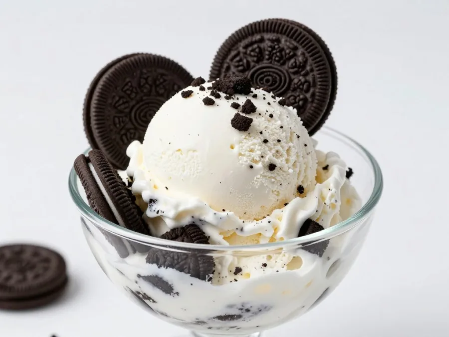 cookies and cream ice cream with crushed Oreo pieces