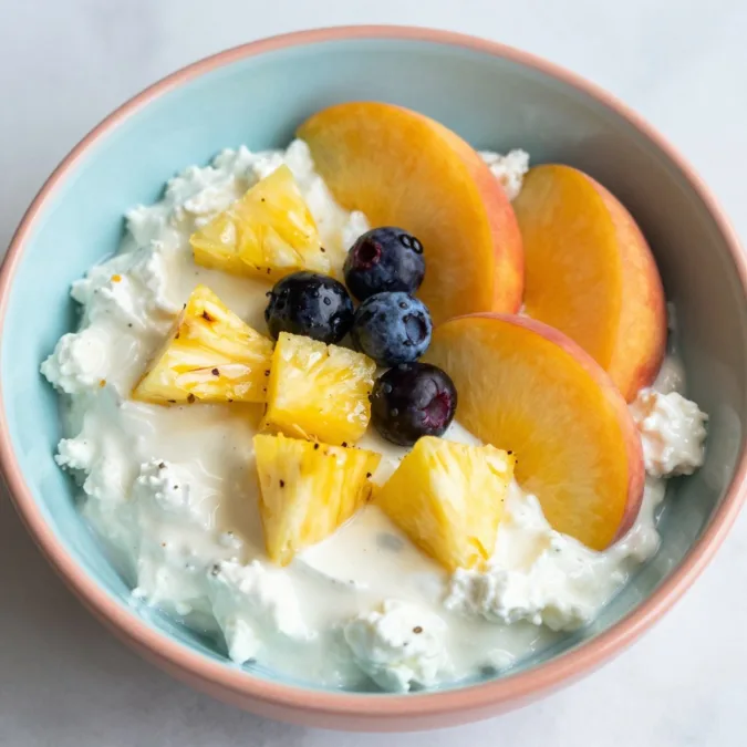 cottage cheese with fresh fruit healthy snack for children