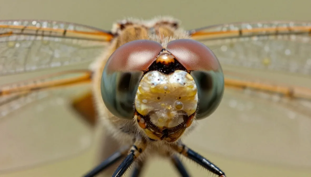 dragonfly head showing massive compound eyes covering most of the head