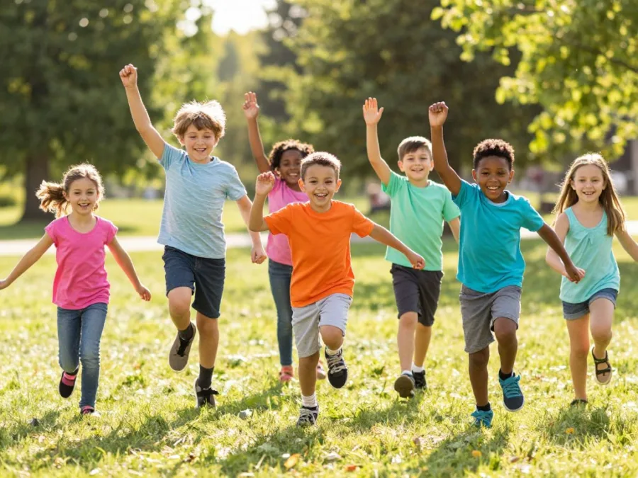 energetic children playing outdoors after eating nutritious snacks