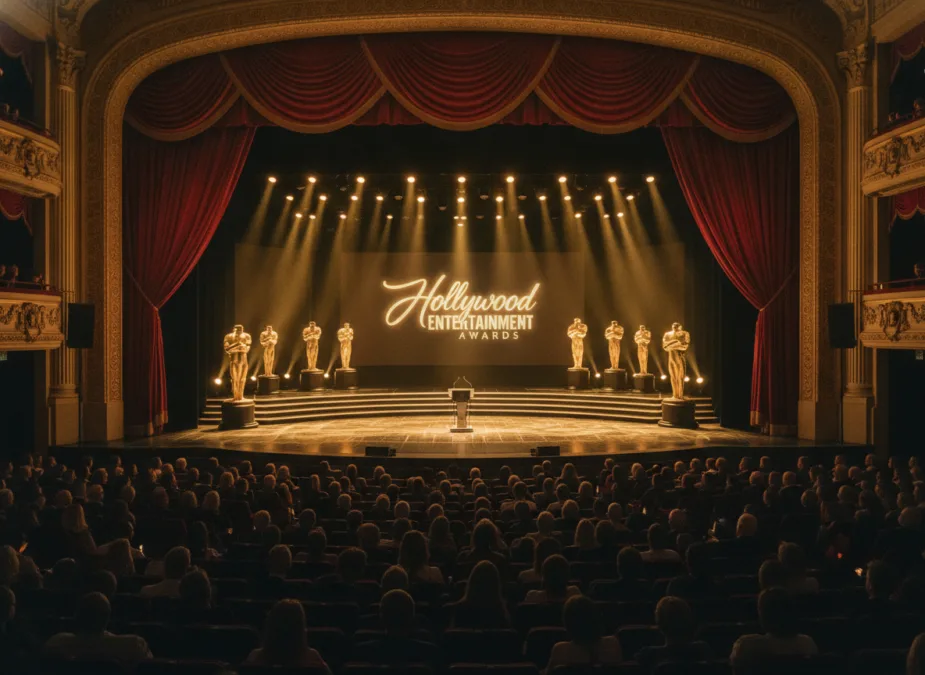 entertainment industry awards ceremony stage with spotlights
