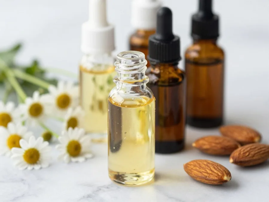 essential oils and carrier oils displayed together