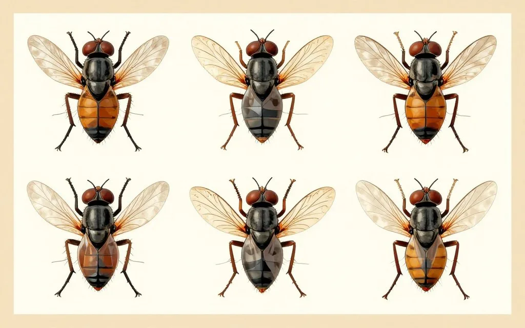 field guide showing key identifying features of dangerous flies