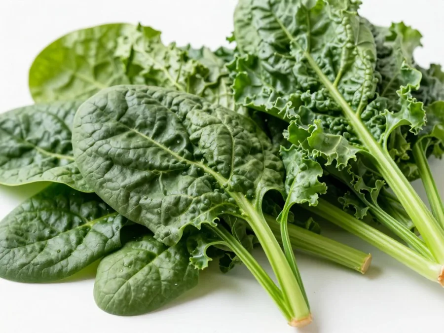 fresh leafy green vegetables including spinach kale and swiss chard for blood sugar control