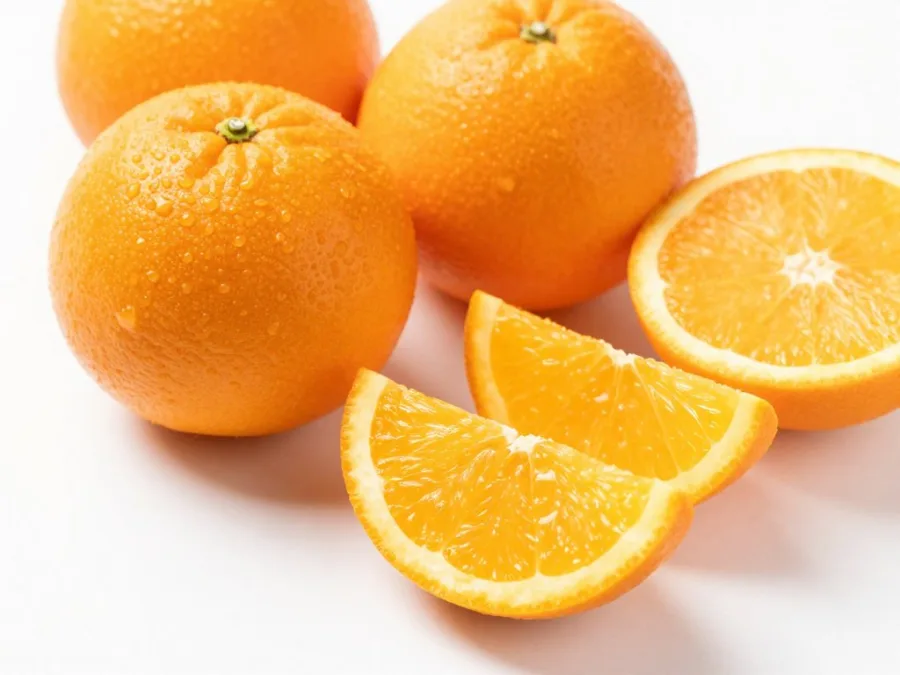 fresh oranges whole and sliced showing vitamin C content